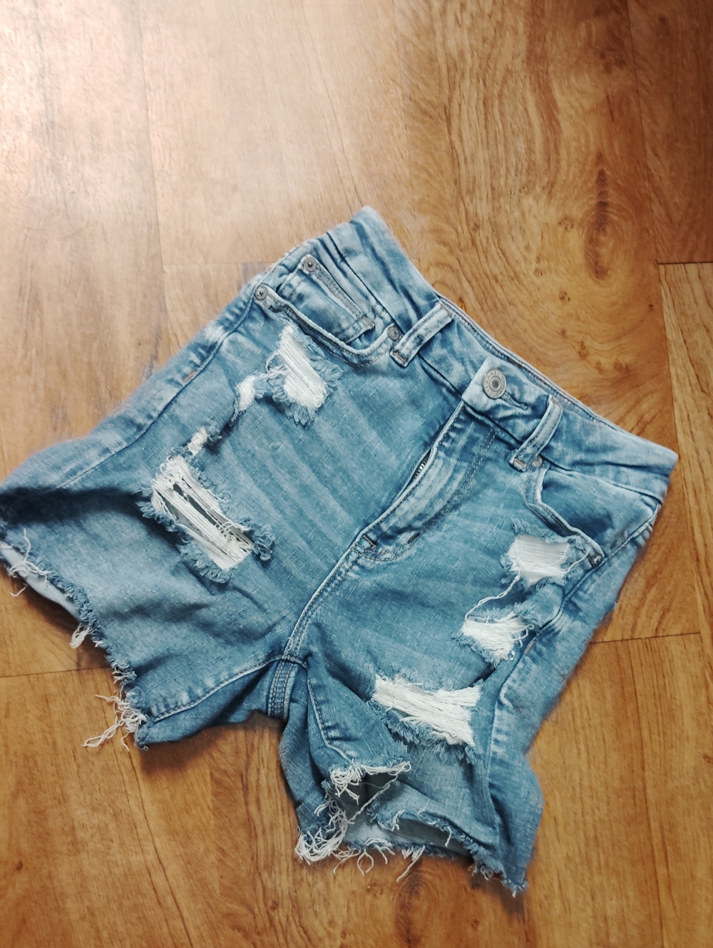 American Eagle Outfitters Light Blue Distressed Denim Shorts